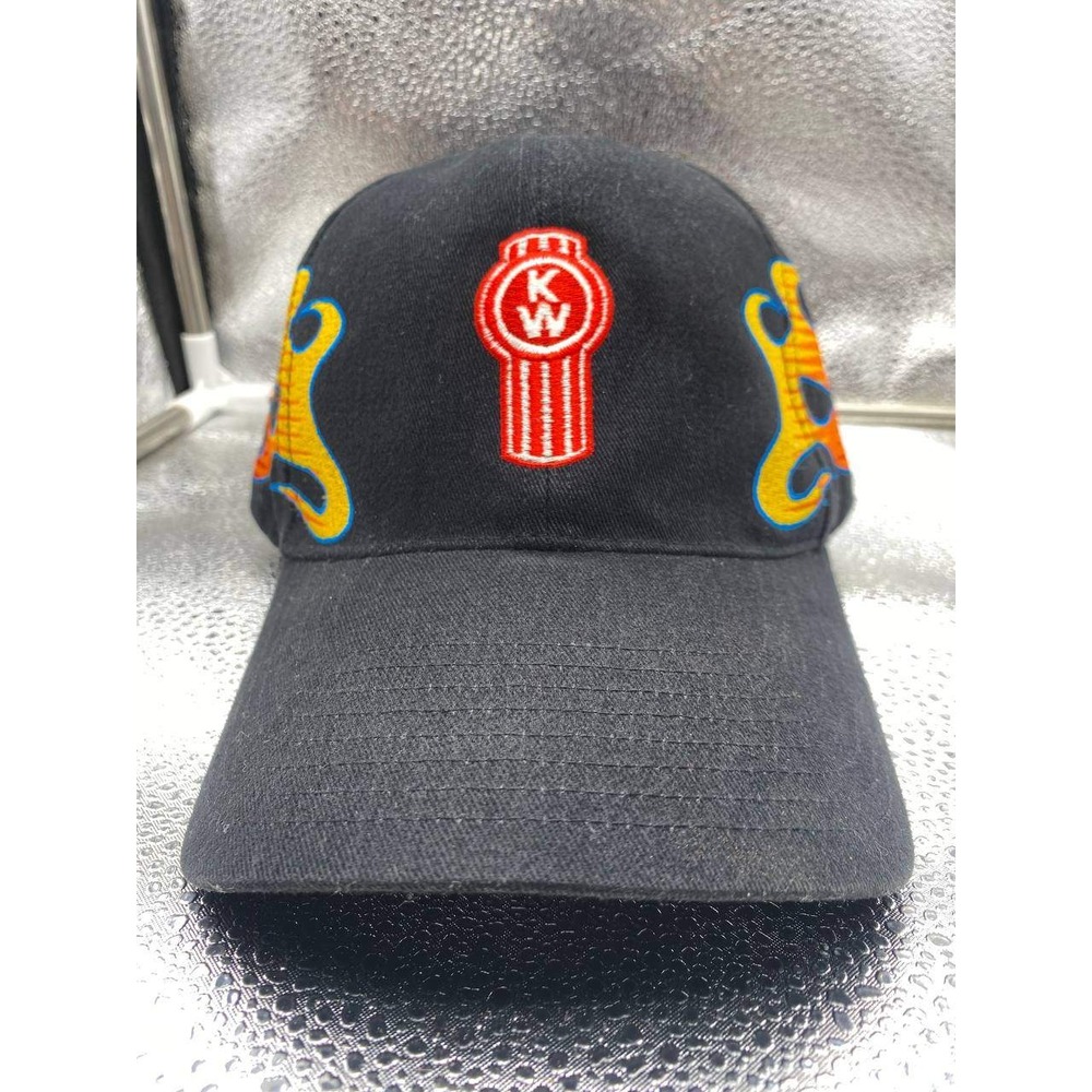 Kenworth Trucking Hat Mens One Size Black Flame Embroidery Cyrk Adjustable Cap